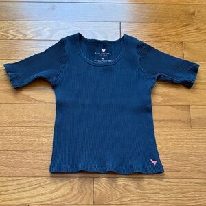 Pink Chicken Organic Cotton Navy Short Sleeve Ribbed Tee ~ 5Y